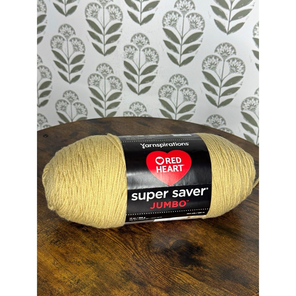 Red Heart Super Saver Jumbo Acrylic Yarn Skein Buff Beige Worsted 14oz 744yd